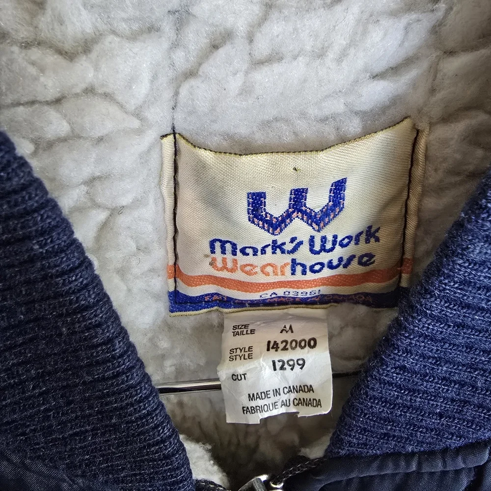 Vintage 80s Marks Workwear House Sherpa Lined Puffer Vest Mens Medium - Picture 4 of 10